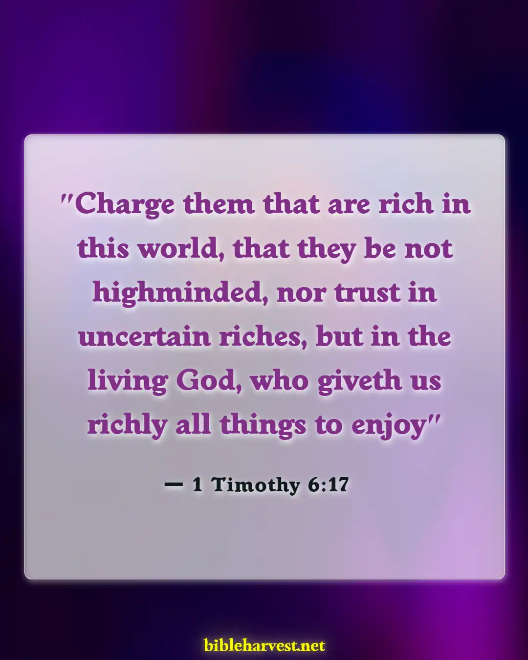Bible Verses About Financial Hardship (1 Timothy 6:17)