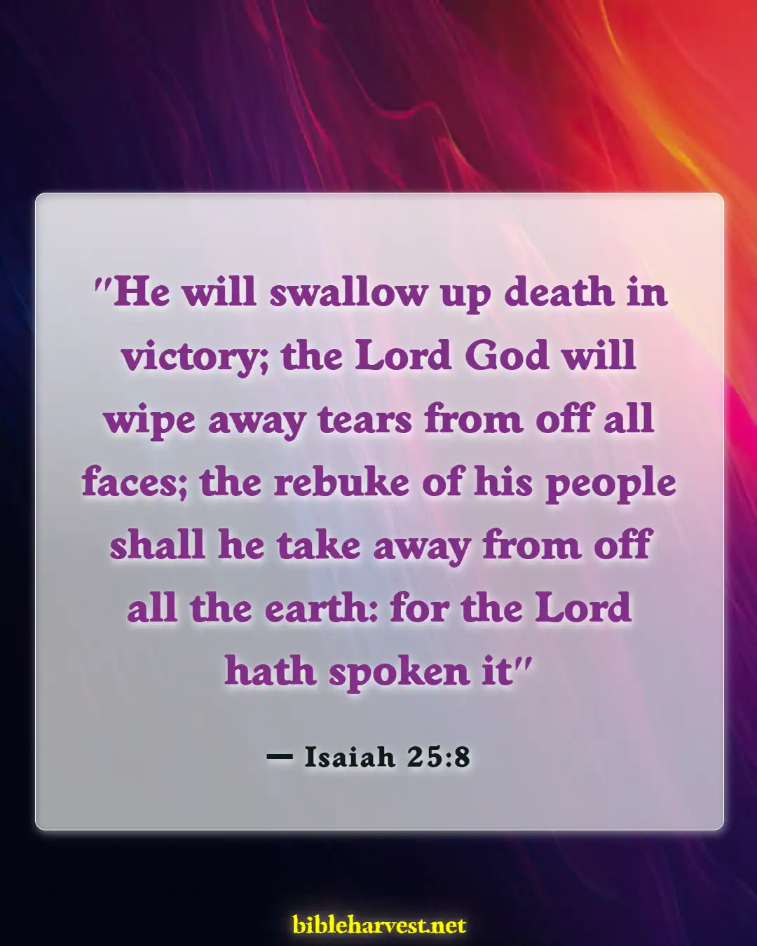 Bible Verses About Husband And Wife Reunited In Heaven (Isaiah 25:8)