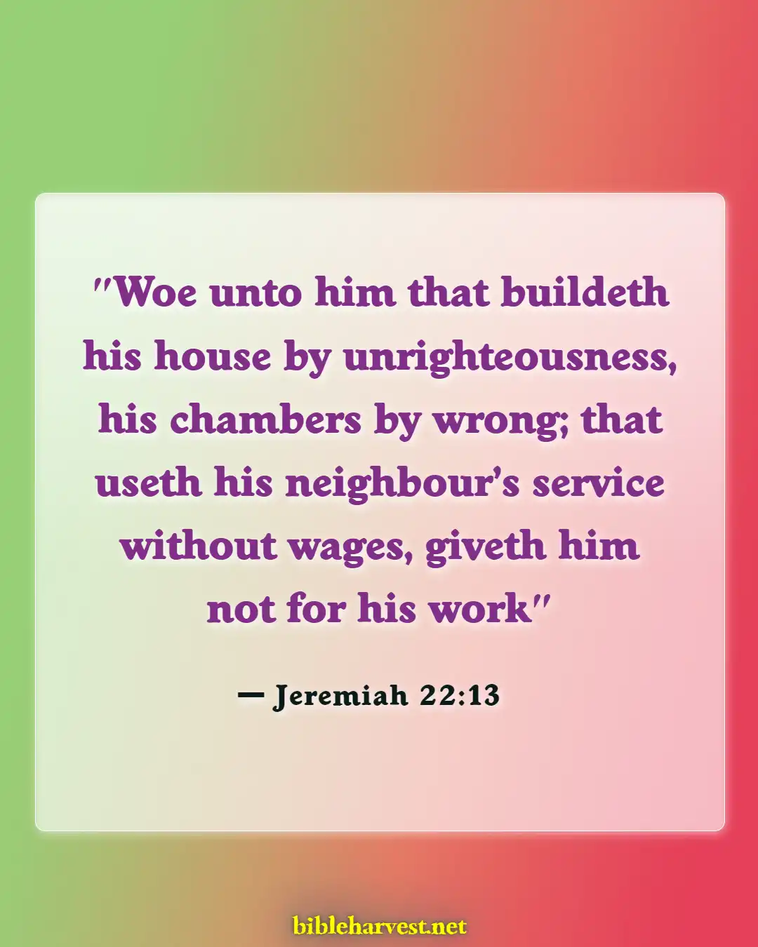 Bible Verses About Fraud (Jeremiah 22:13)