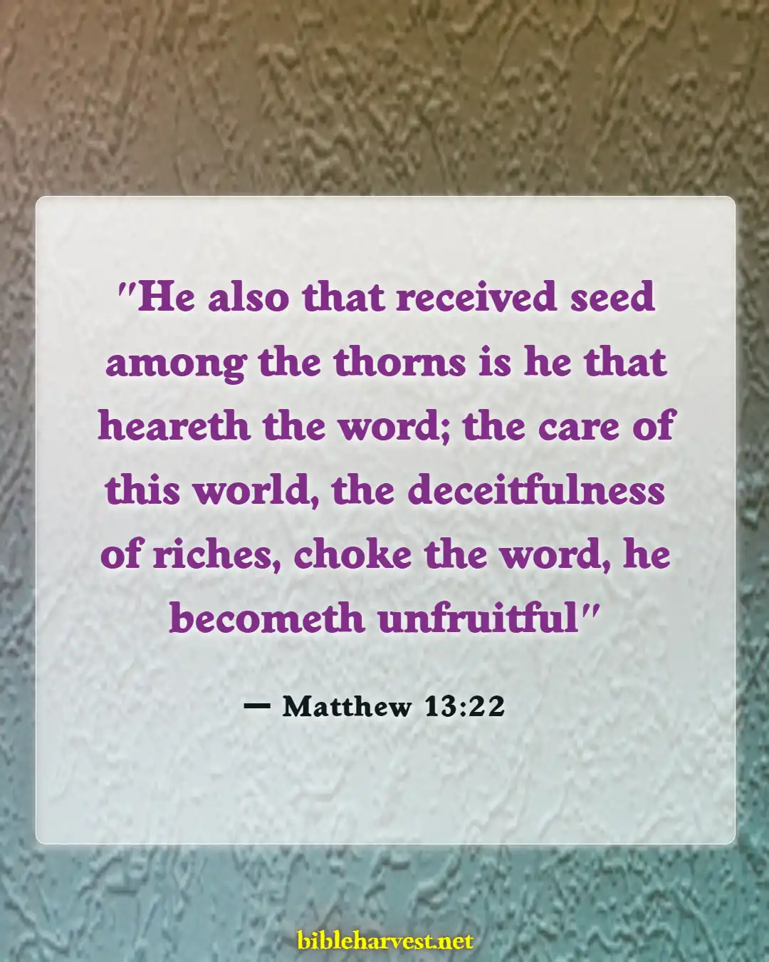 Bible Verses About Warning To The Rich (Matthew 13:22)