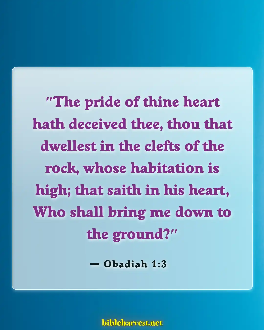 Bible Verses About Consequences Of Pride (Obadiah 1:3)