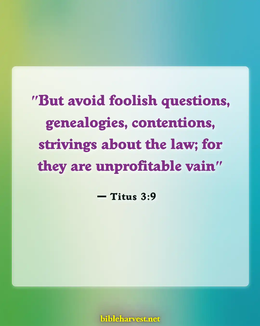 Bible Verses About Do Not Argue With A Fool (Titus 3:9)