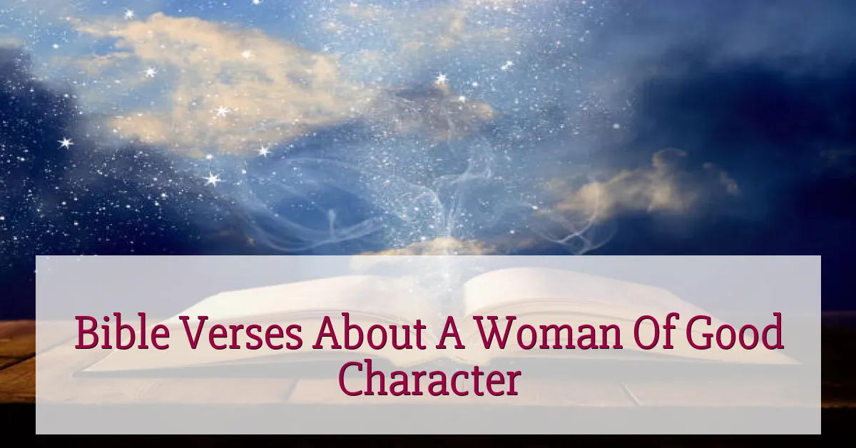 Bible Verses About A Woman Of Good Character