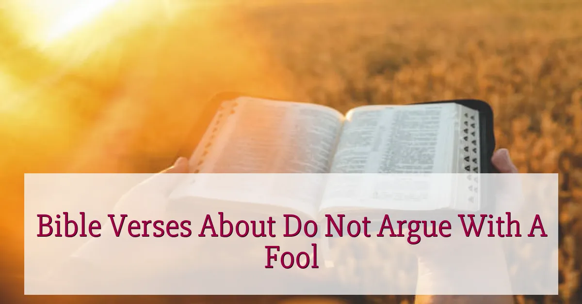 Bible Verses About Do Not Argue With A Fool