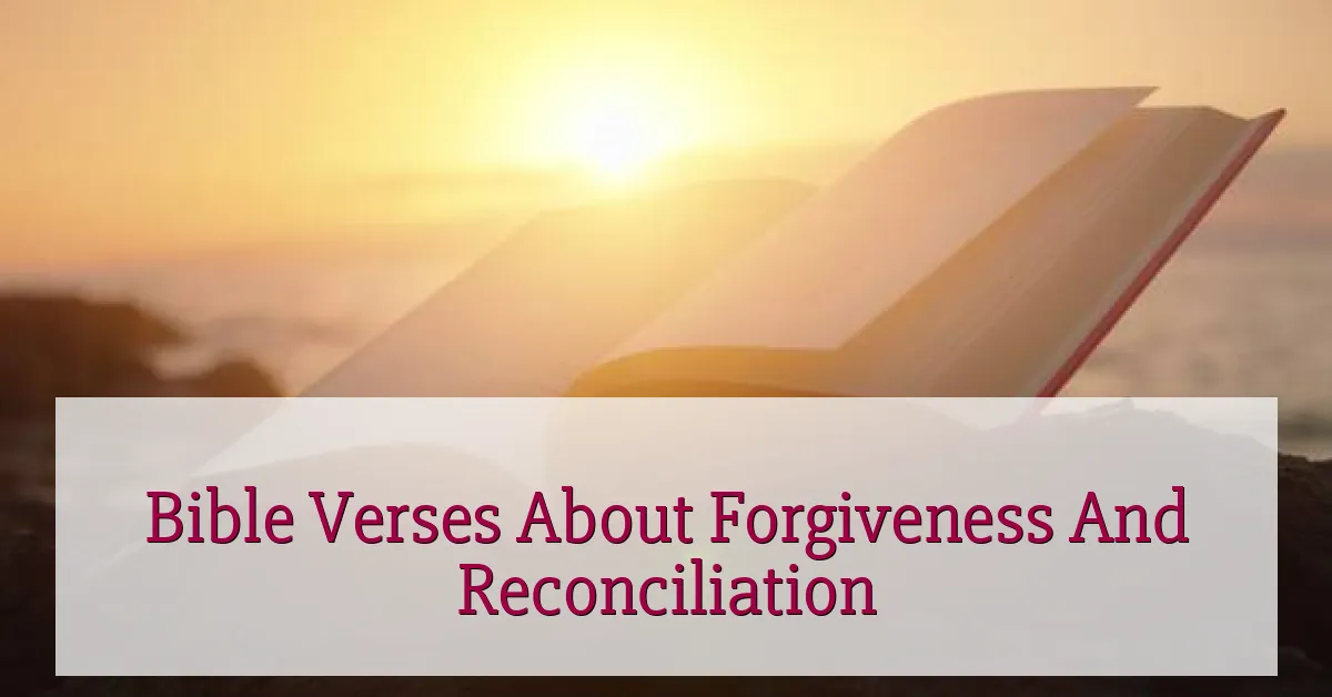 Bible Verses About Forgiveness And Reconciliation